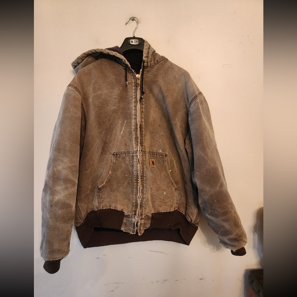 Vtg y2k Carhartt Thermal-Lines Hooded Active Jacket Chestnut J25 CHT Men’s 2XLT